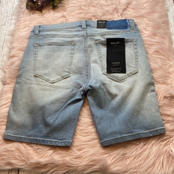 NWT Rolla’s Men’s Stinger Skinny Fit Shorts in Bondi Destroy Blue sz 32 - Picture 12 of 13